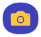 Yellow camera icon centred on a solid blue oval background.