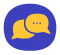 Two yellow speech bubbles with three dots on one, set against a blue circular background.