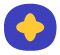 A yellow four-pointed star shape centred on a solid blue oval background.