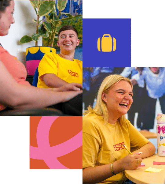 Two young adults wearing yellow 